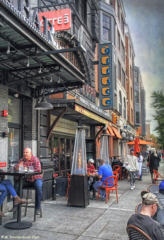 Outdoor dining along South Street in downtown Morristown, New Jersey.